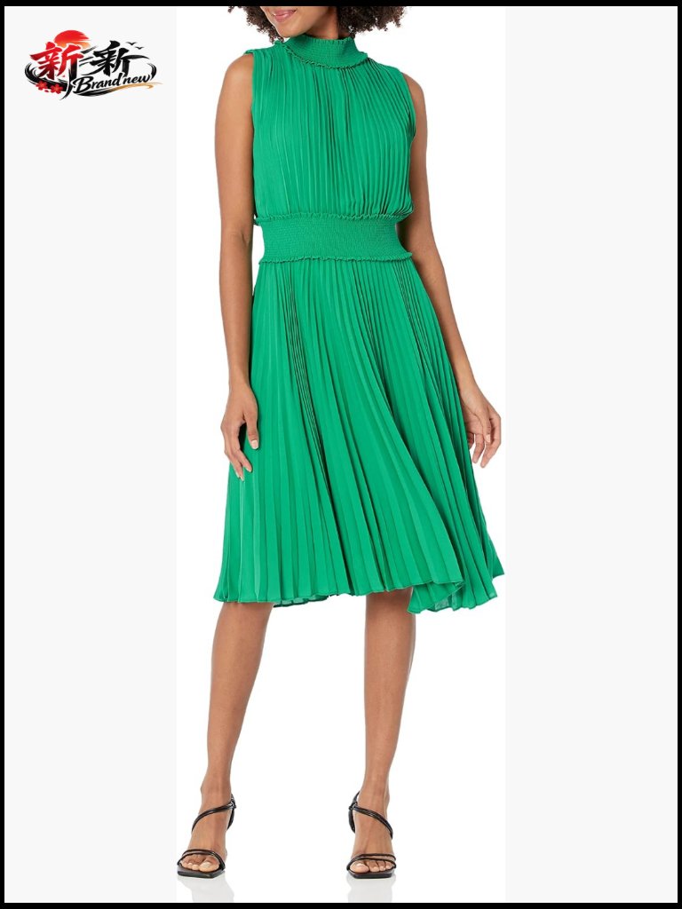 Smocked High Neck Pleated Party Dress